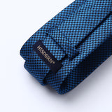 Houndstooth Tie Handkerchief Set - BLUE/BLACK 