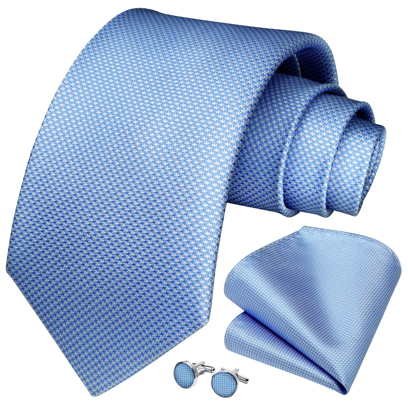 Houndstooth Tie Handkerchief Cufflinks - B-BLUE 