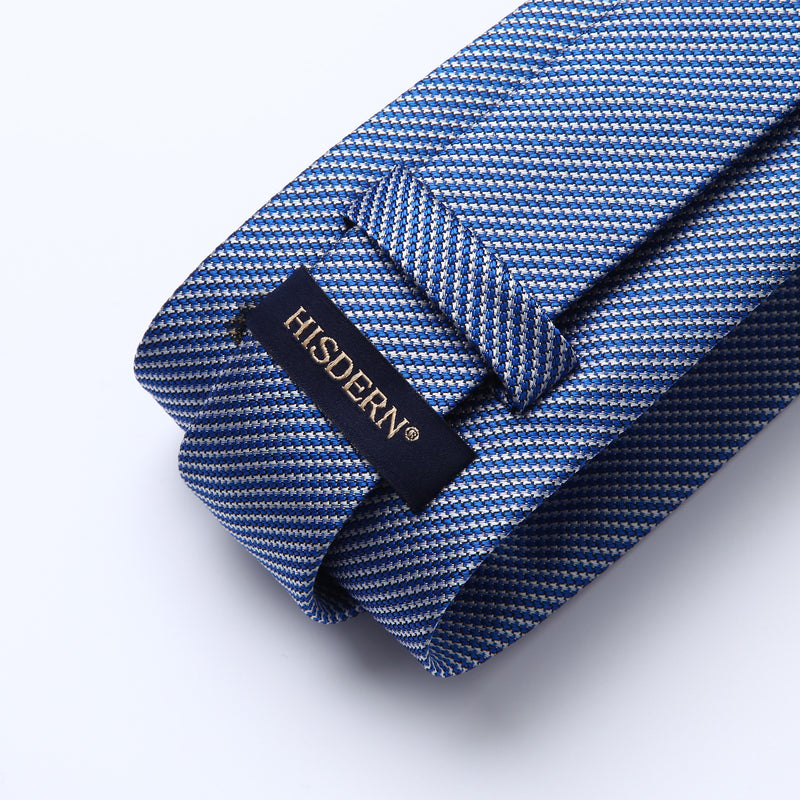 Houndstooth Tie Handkerchief Set - A-08 BLUE 2 