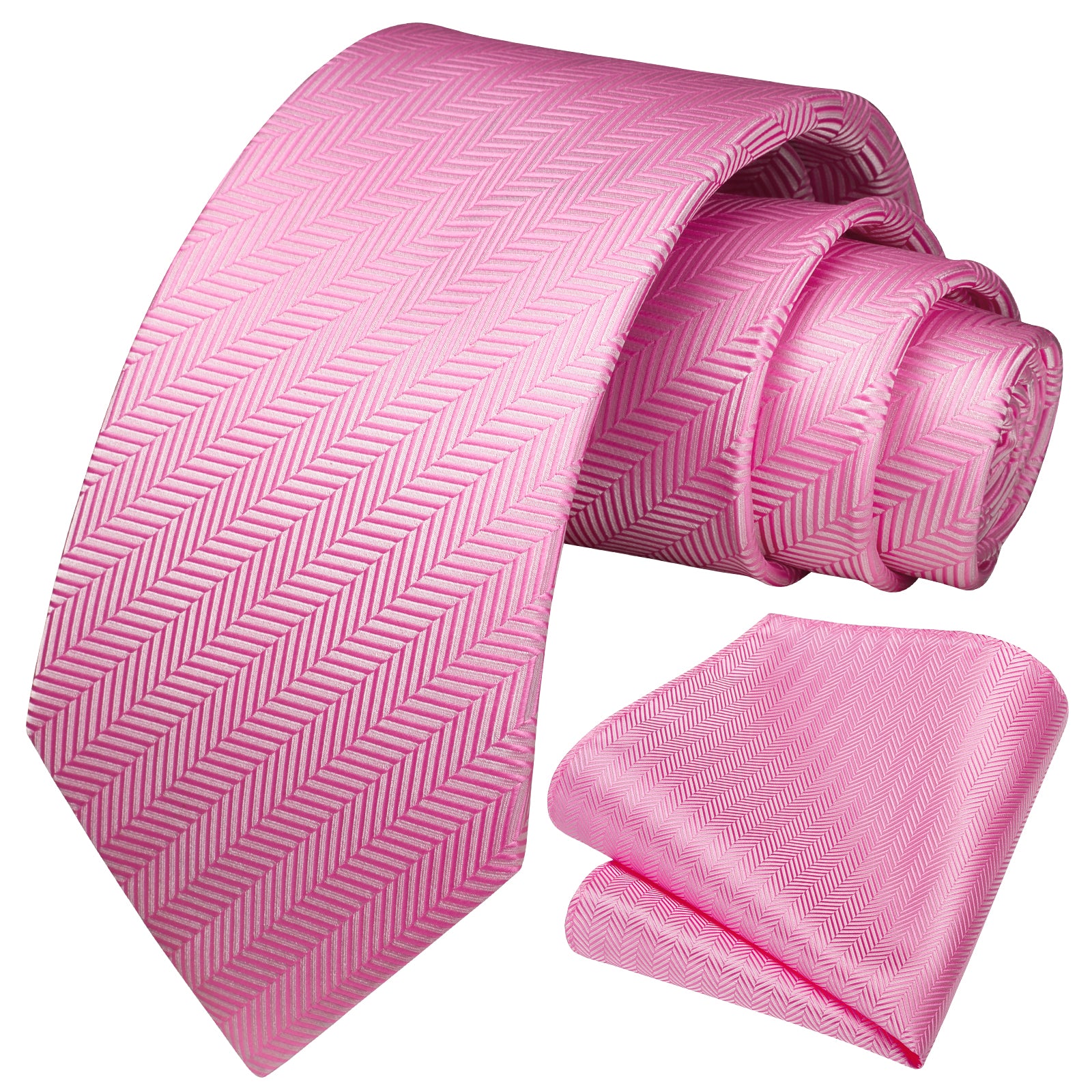 Stripe Tie Handkerchief Set - PINK