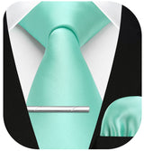 Solid Tie Handkerchief Clip - AQUA-1 