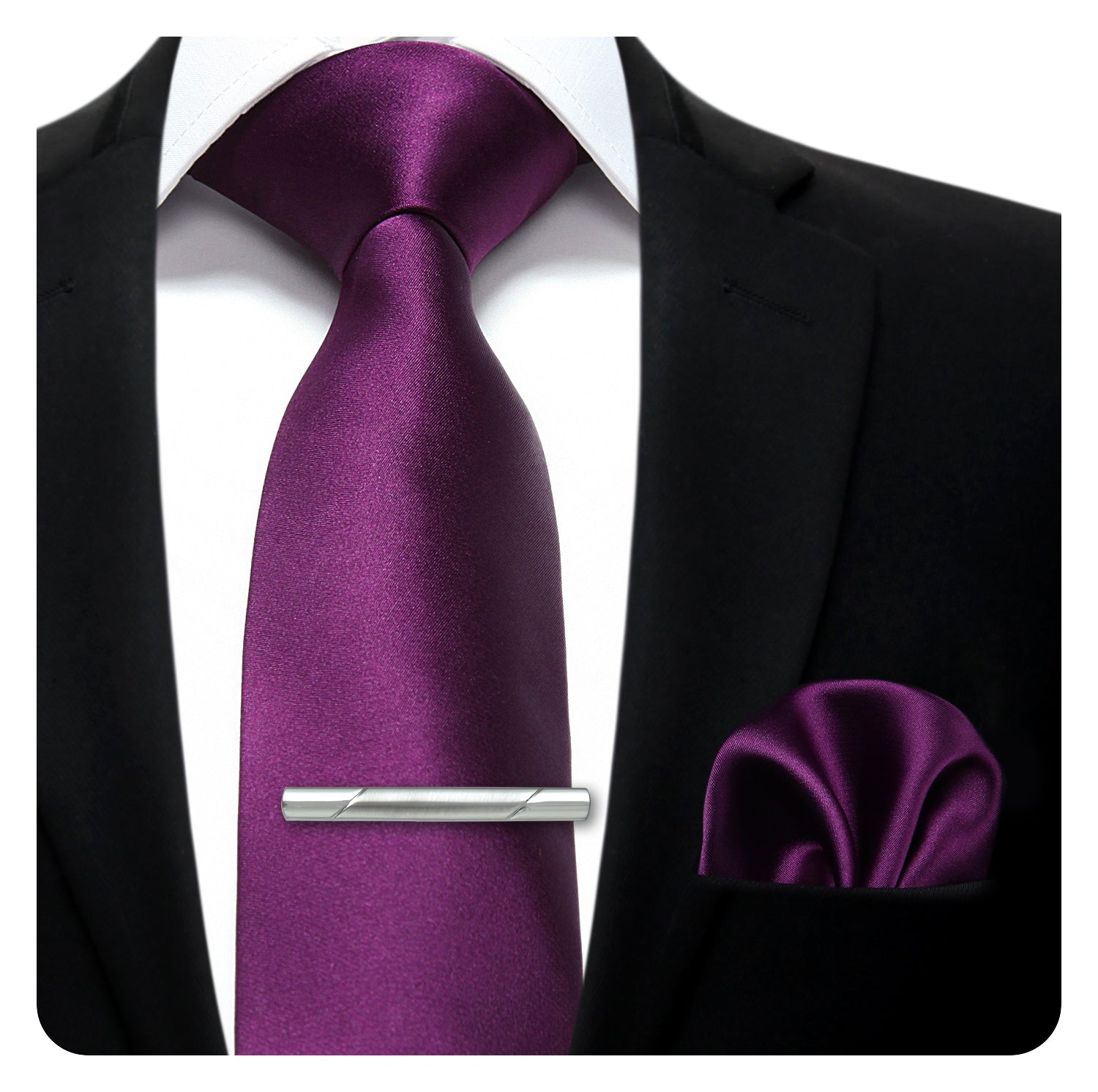 Solid Tie Handkerchief Clip - PURPLE