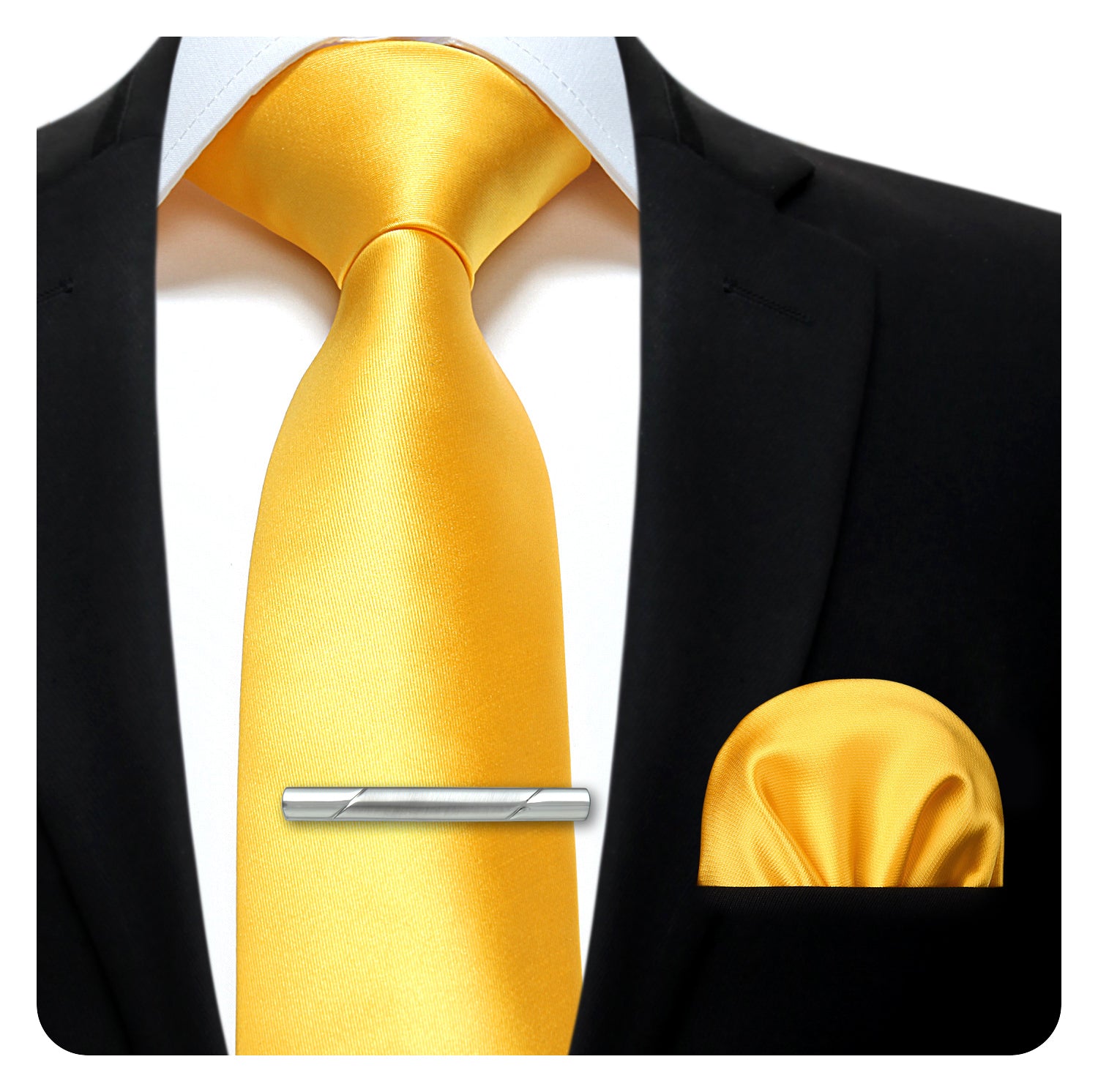 Solid Tie Handkerchief Clip - YELLOW