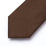 Solid Tie Handkerchief Set - SADDLE BROWN 