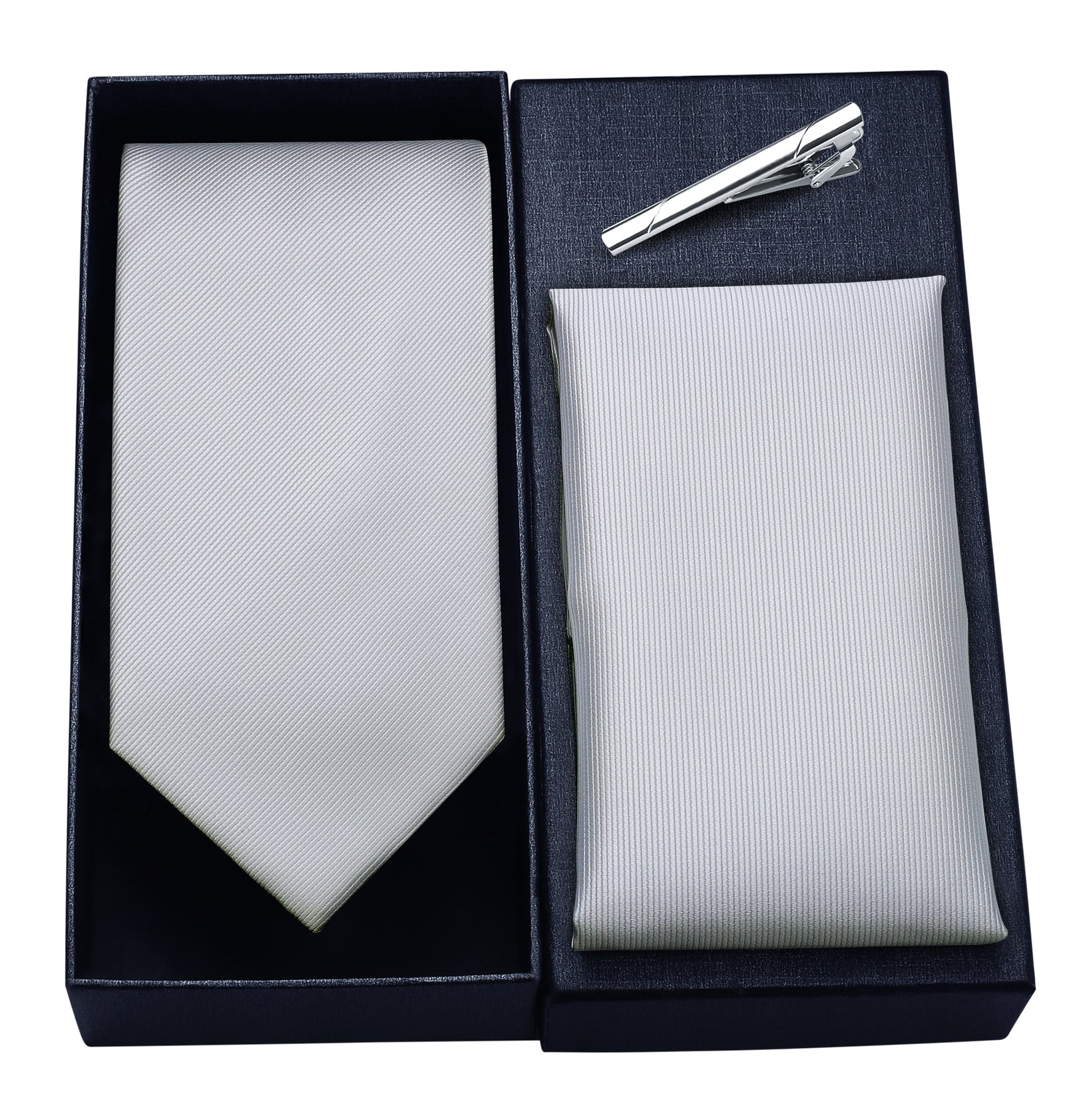 Solid Tie Handkerchief Clip - L- LIGHT GRAY