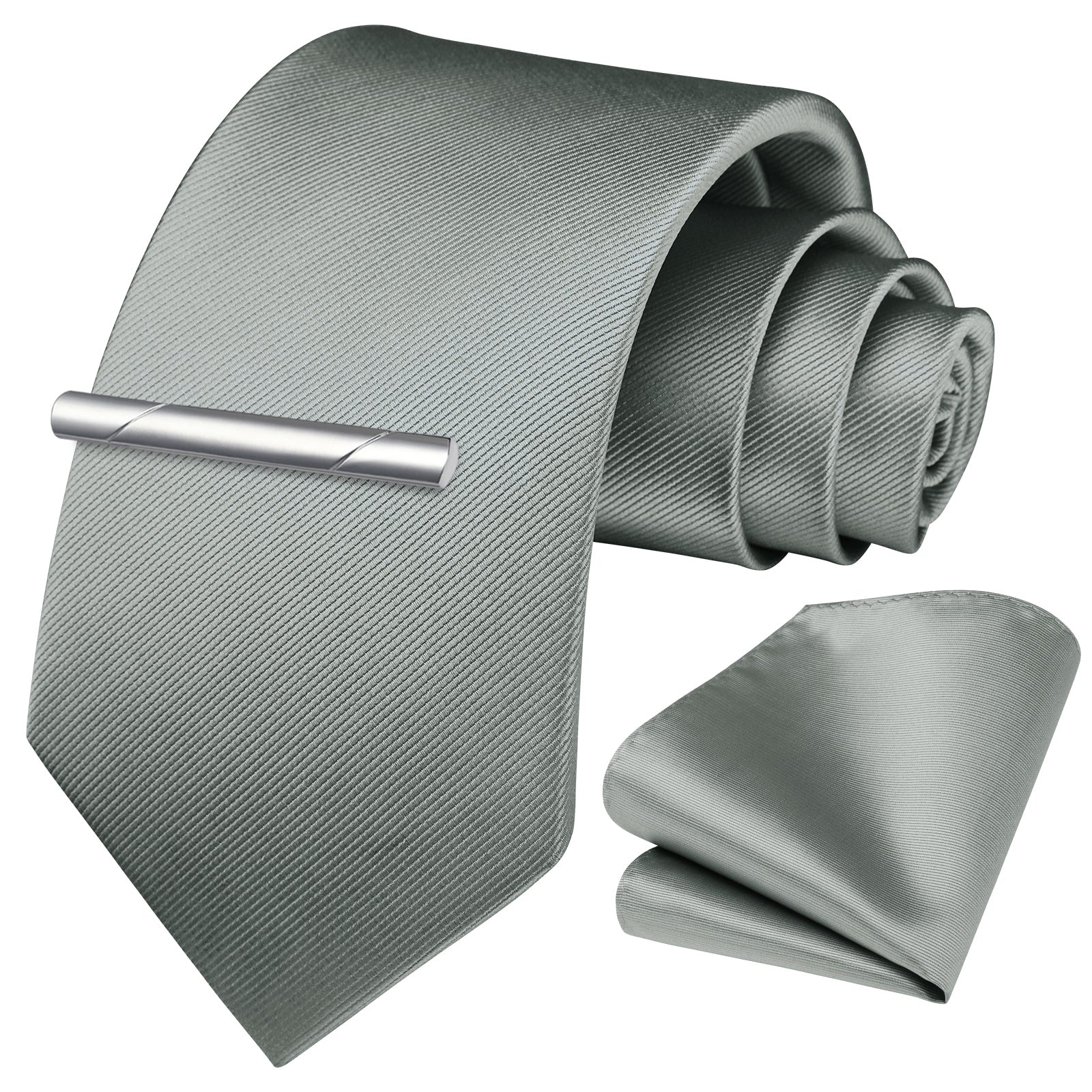 Solid Tie Handkerchief Cufflinks - L- DARK GREY