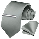 Solid Tie Handkerchief Cufflinks - L- DARK GREY 