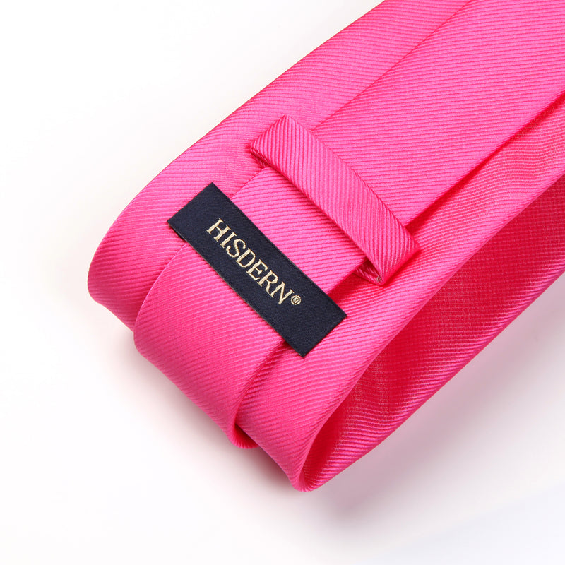 Solid Tie Handkerchief Set - E-PINK HOT 