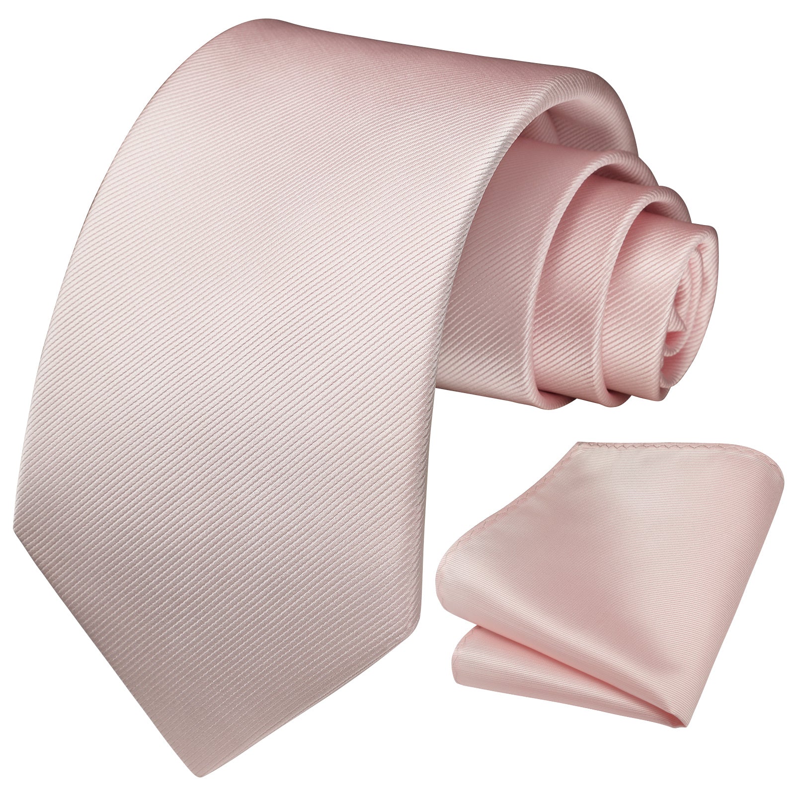 Solid 3.35 inch Tie Handkerchief Set - E-PINK BLUSH