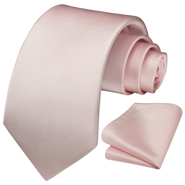 Solid 3.35 inch Tie Handkerchief Set - E-PINK BLUSH 