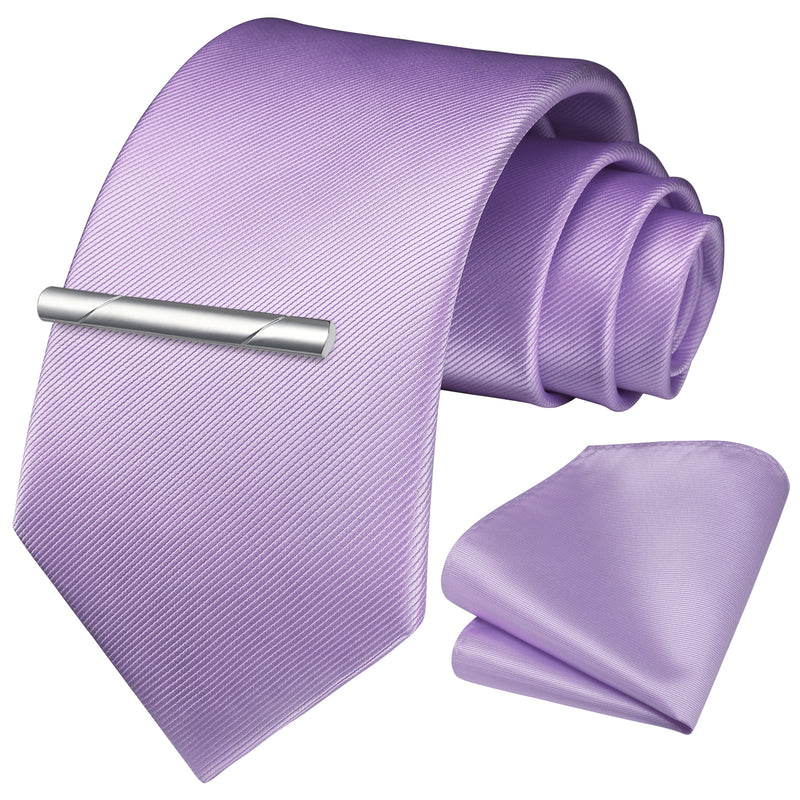 Solid Tie Handkerchief Cufflinks - H- LAVENDER PURPLE 