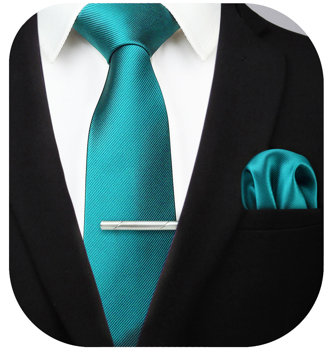 Solid Tie Handkerchief Cufflinks - G- TEAL