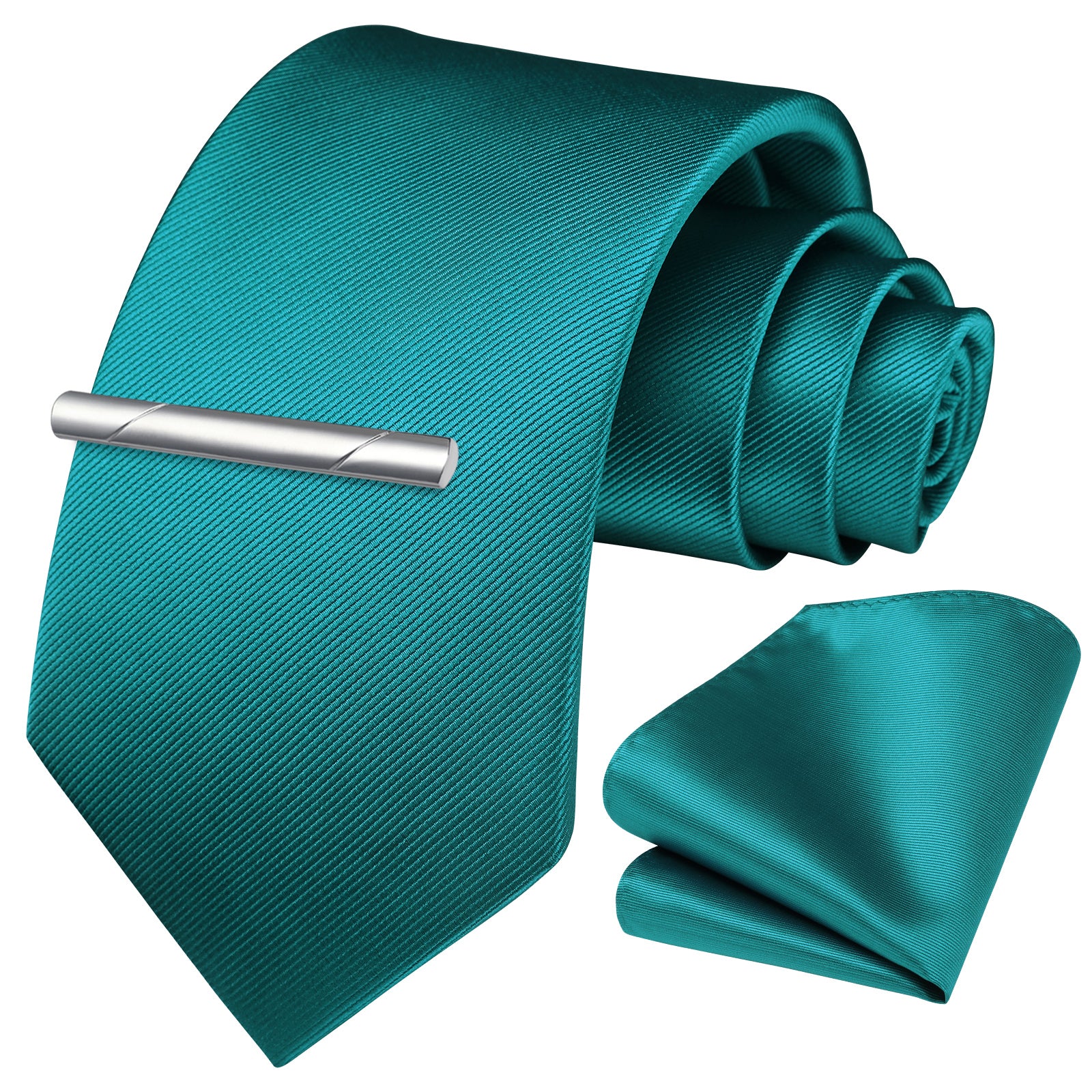 Solid Tie Handkerchief Cufflinks - G- TEAL