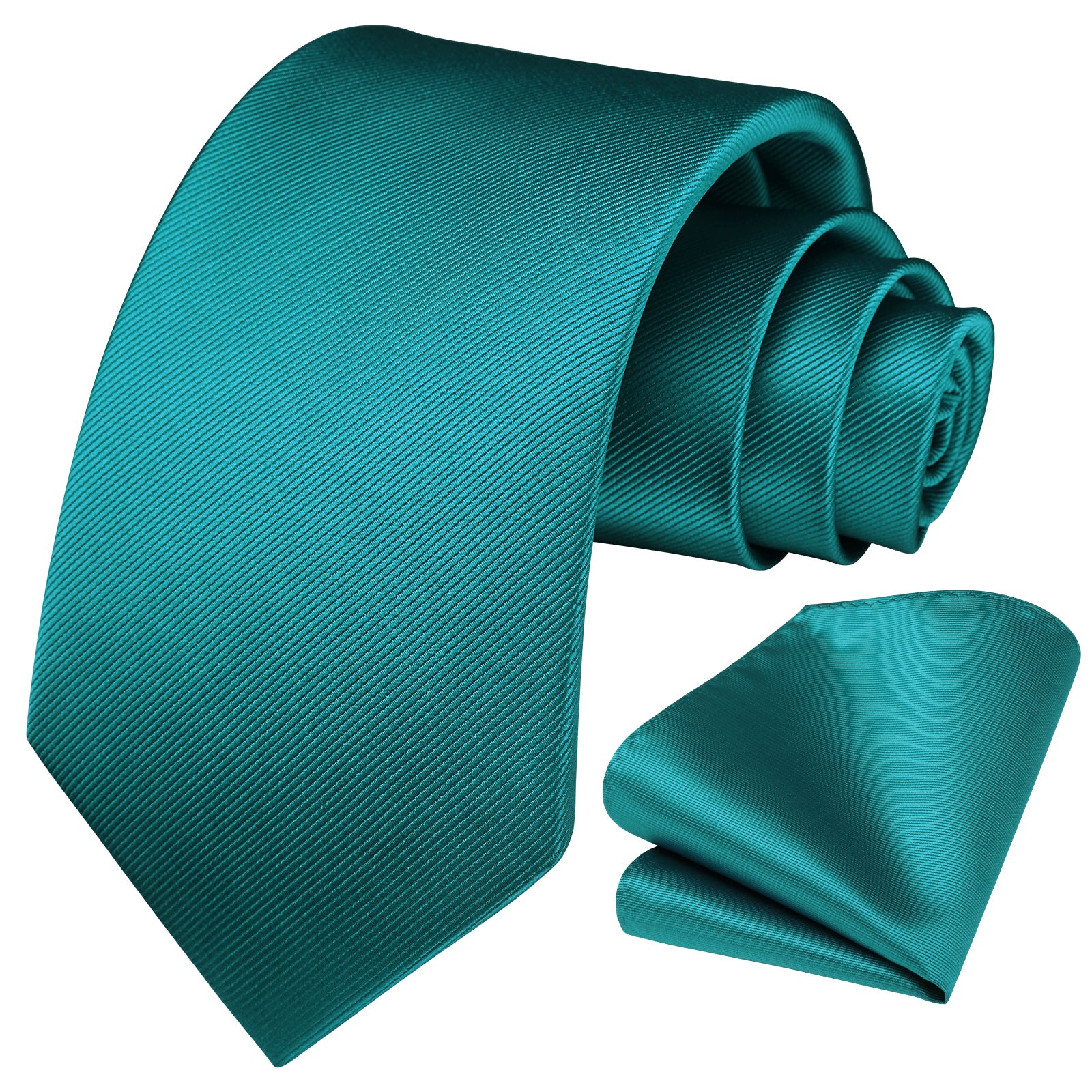 Solid 3.35 inch Tie Handkerchief Set - A-TEAL