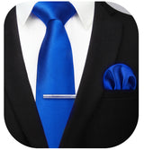 Solid Tie Handkerchief Cufflinks - J- ROYAL BLUE 