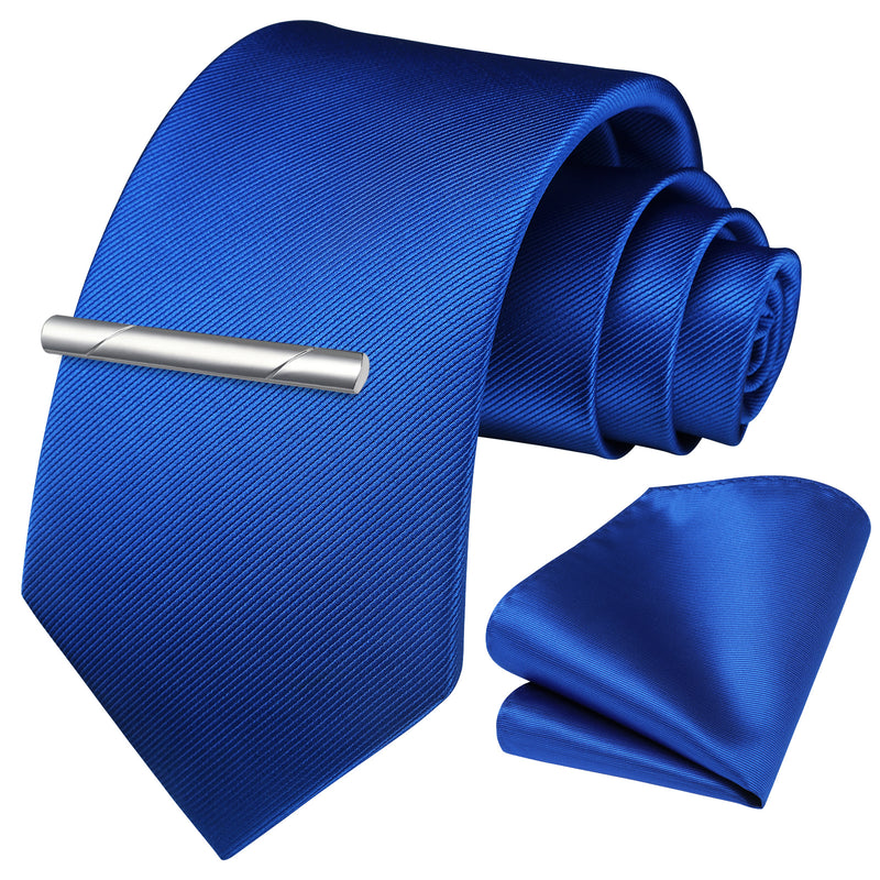 Solid Tie Handkerchief Cufflinks - J- ROYAL BLUE 