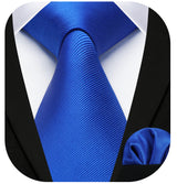 Solid 3.35 inch Tie Handkerchief Set - C-BLUE ROYAL 