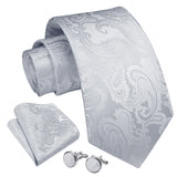 Solid Tie Handkerchief Cufflinks - SILVER 