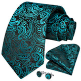 Paisley Tie Handkerchief Cufflinks - BLUE-1 