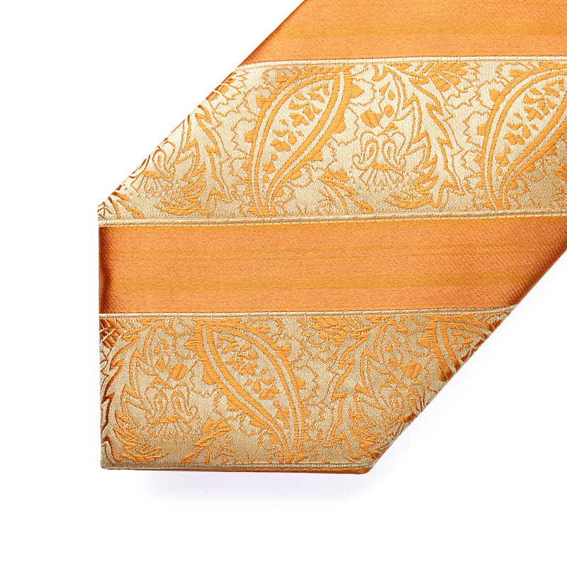 Stripe Tie Handkerchief Set - ORANGE/YELLOW 