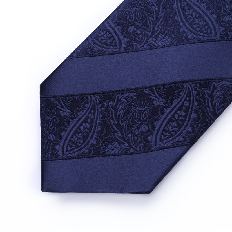 Paisley Stripe Tie Handkerchief Set - D7-LIGHT BLUE