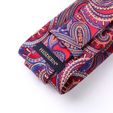 Paisley Tie Handkerchief Set - 04 - RED/BLUE 