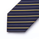 Stripe Tie Handkerchief Set - V- NAVY BLUE-8 