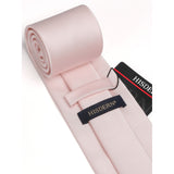 Solid Tie Handkerchief Cufflinks - D- LIGHT PINK 