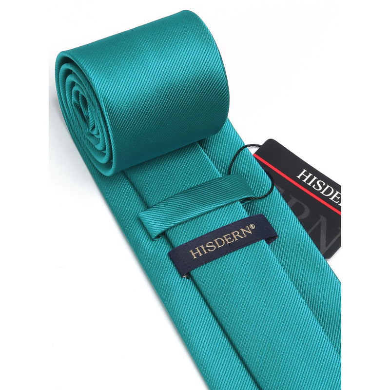 Solid Tie Handkerchief Cufflinks - G- TEAL 