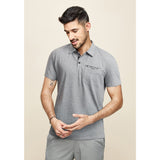 Polo Shirts Short Sleeve with Pocket - H-GREY-PAISLEY 