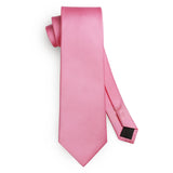 Solid 3.35 inch Tie Handkerchief Set - E-PINK 