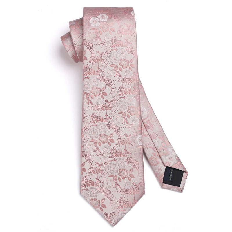 Floral Tie Handkerchief Set - X-PINK FLOWER 