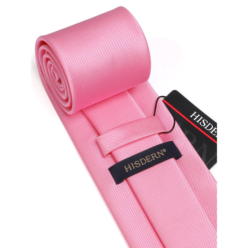 Solid 3.35 inch Tie Handkerchief Set - E-PINK 