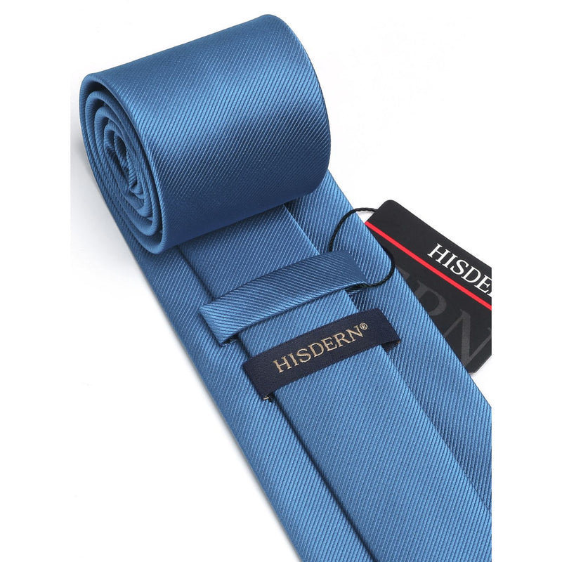 Solid 3.35 inch Tie Handkerchief Set - C-BLUE DUSTY 