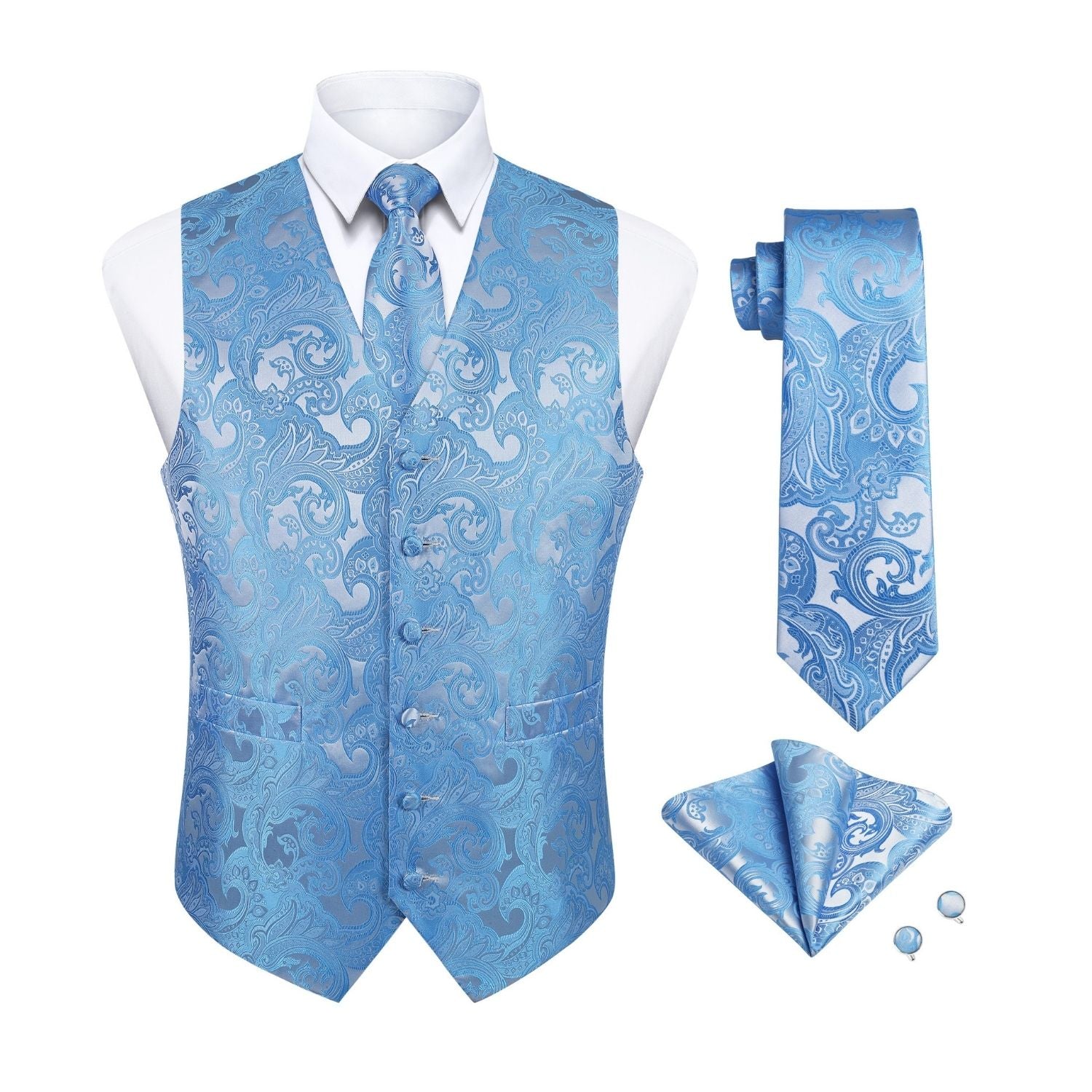 Paisley 4pc Suit Vest Set - BLUE