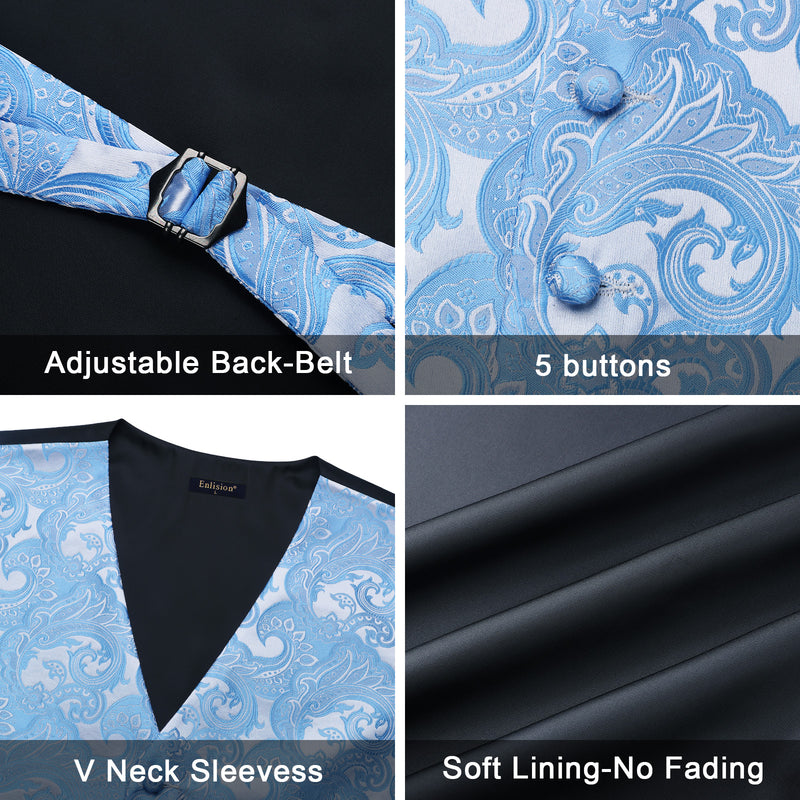 Paisley 4pc Suit Vest Set - BLUE 