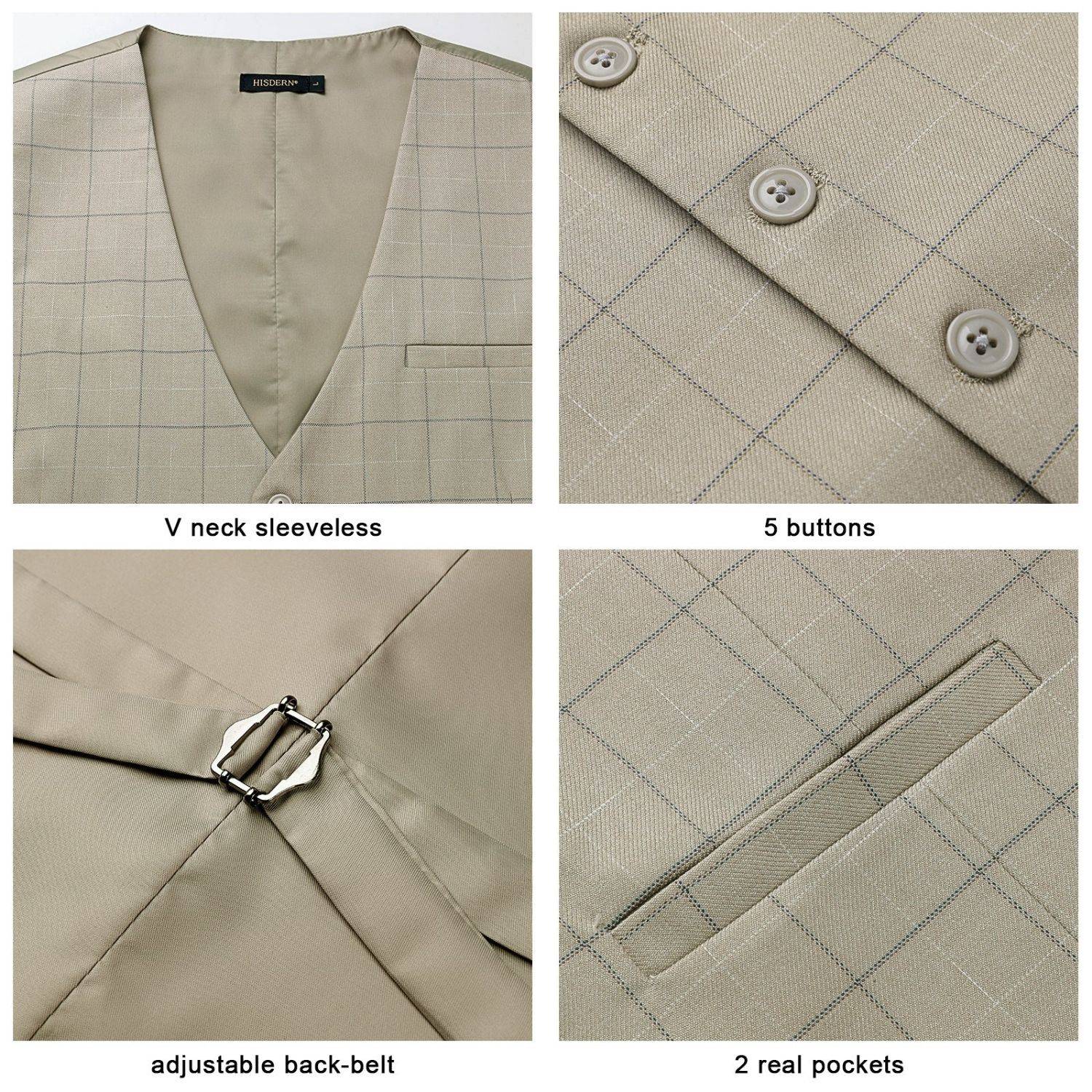 Plaid Slim Vest - A-BEIGE