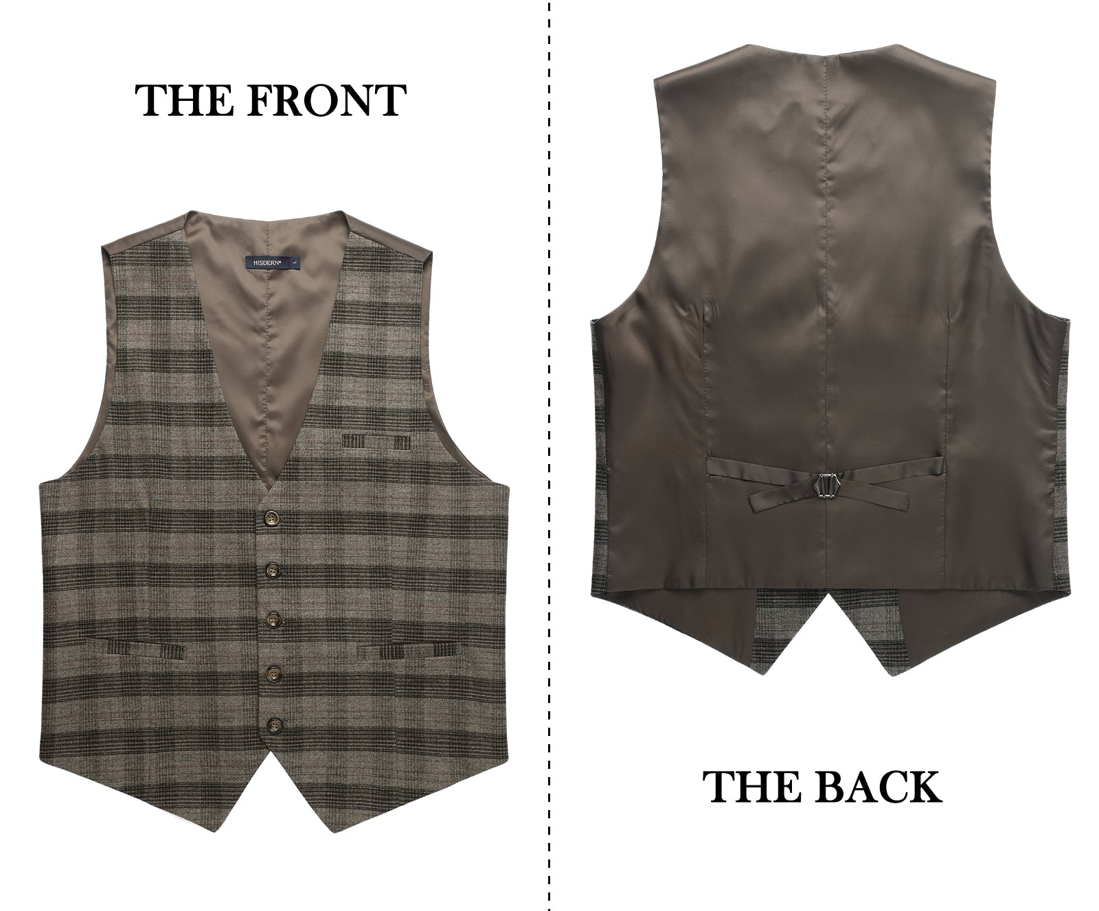 Plaid Slim Vest - B1-BROWN