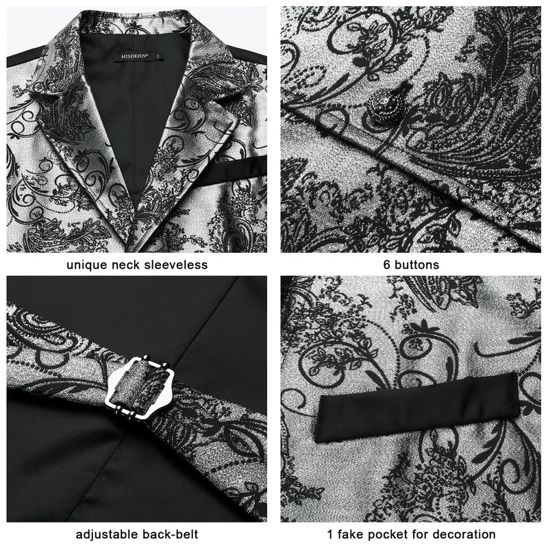 Gothic Lapel Vest for Men - SILVER/BLACK-6 