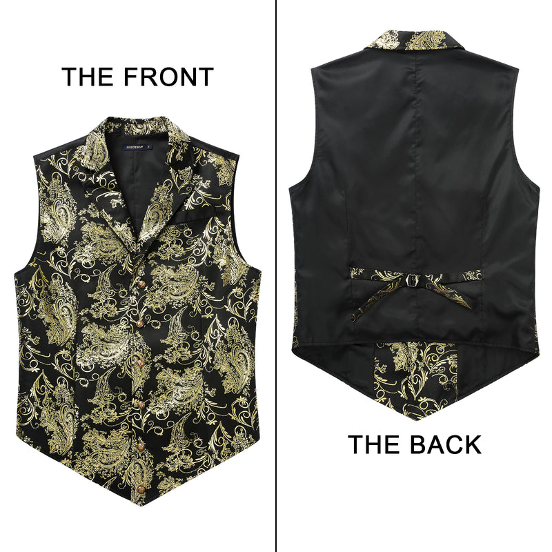 Gothic Lapel Vest for Men - BLACK/GOLD-1 