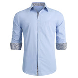 Casual Formal Shirt with Pocket - LIGHT BLUE/GREY 