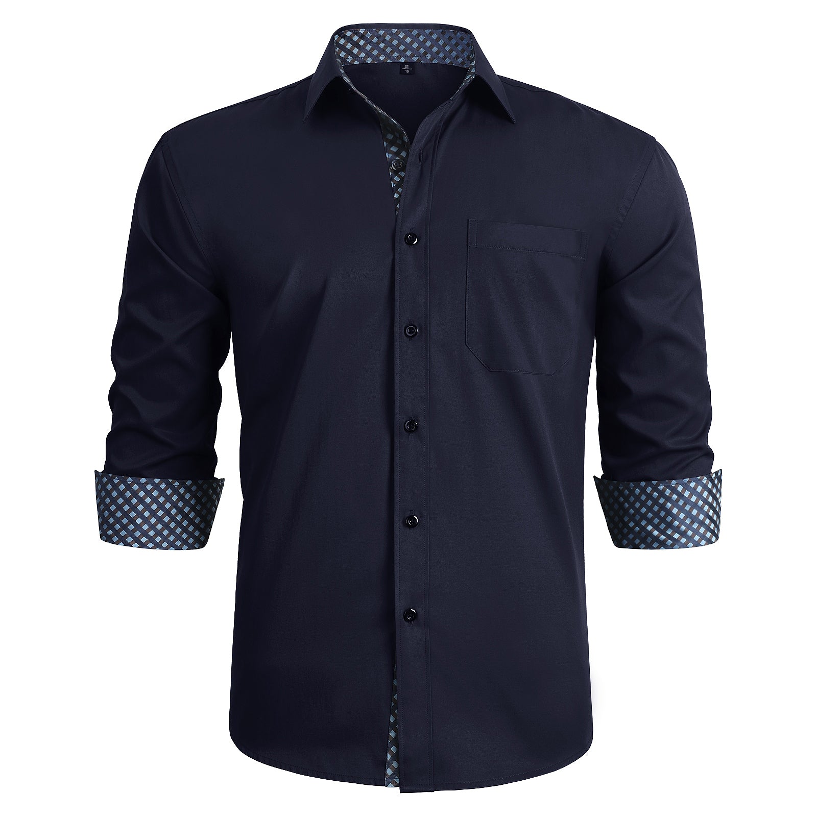 Casual Formal Shirt with Pocket - NAVY BLUE/BLUE