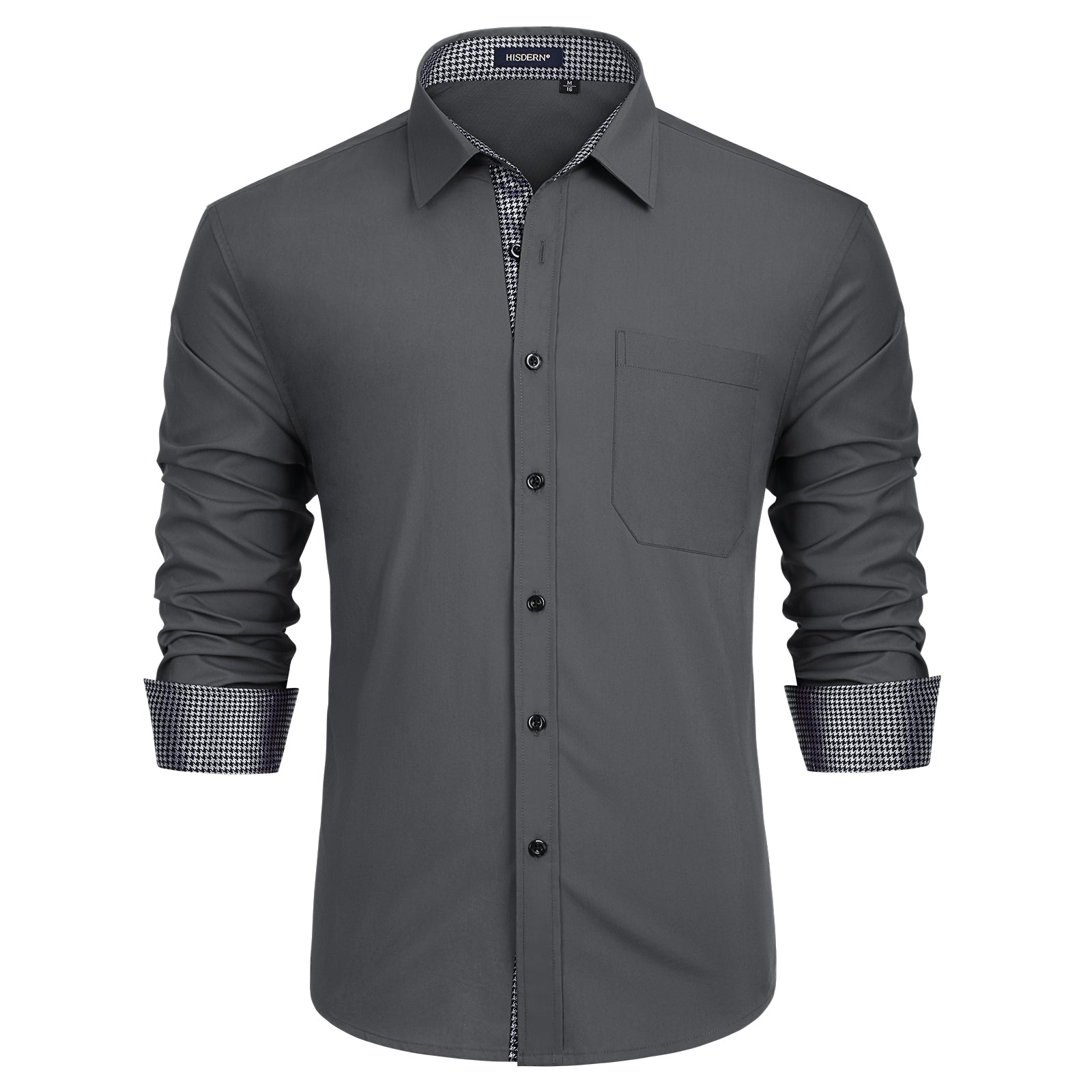 Casual Formal Shirt with Pocket - C-GREY1
