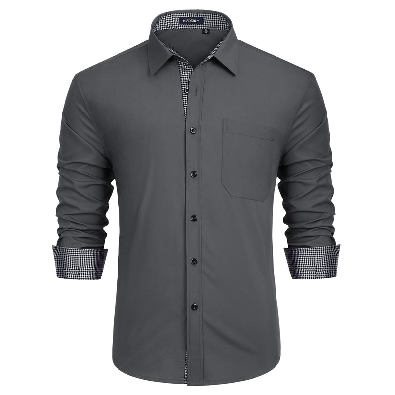 Casual Formal Shirt with Pocket - C-GREY1 