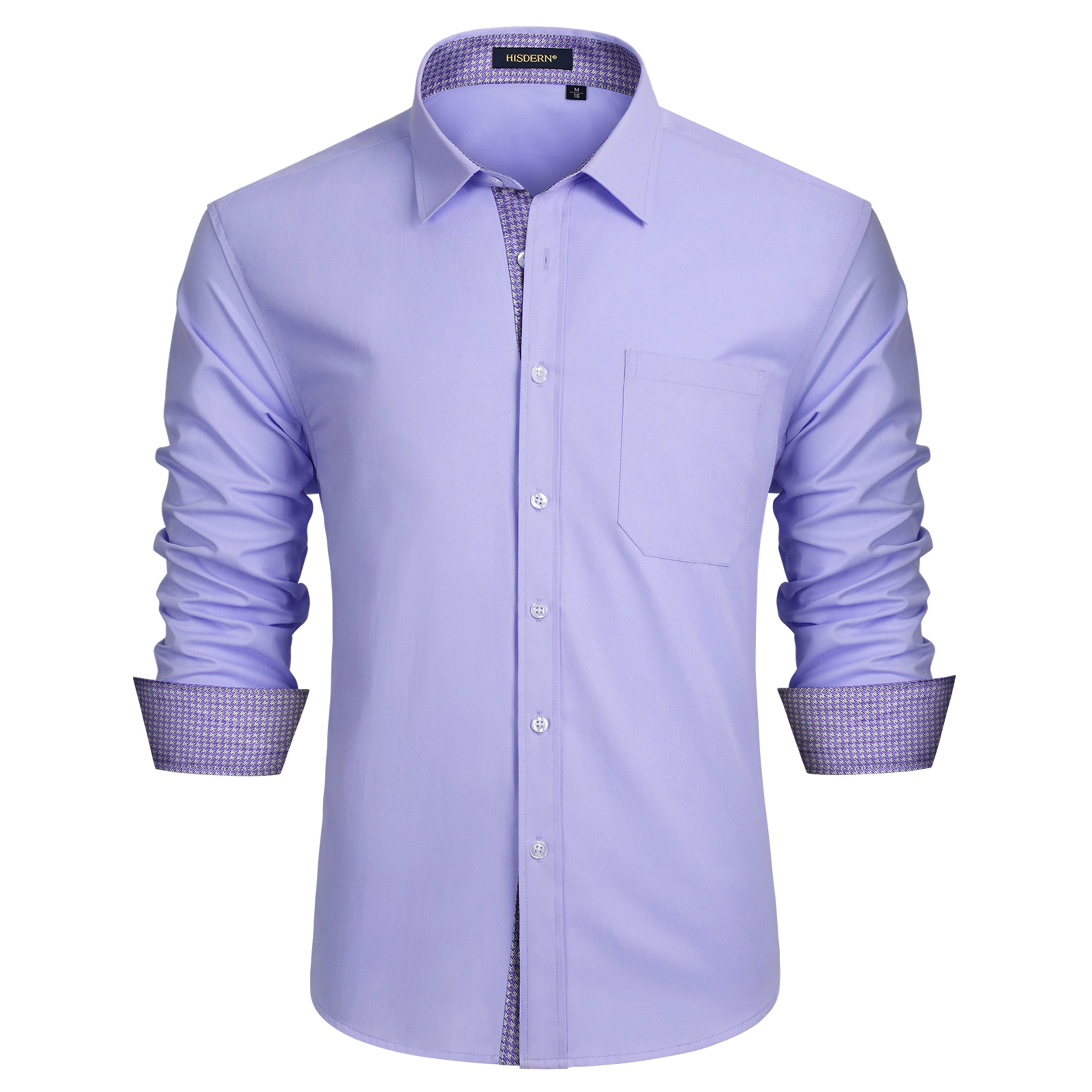 Casual Formal Shirt with Pocket - 15-PURPLE