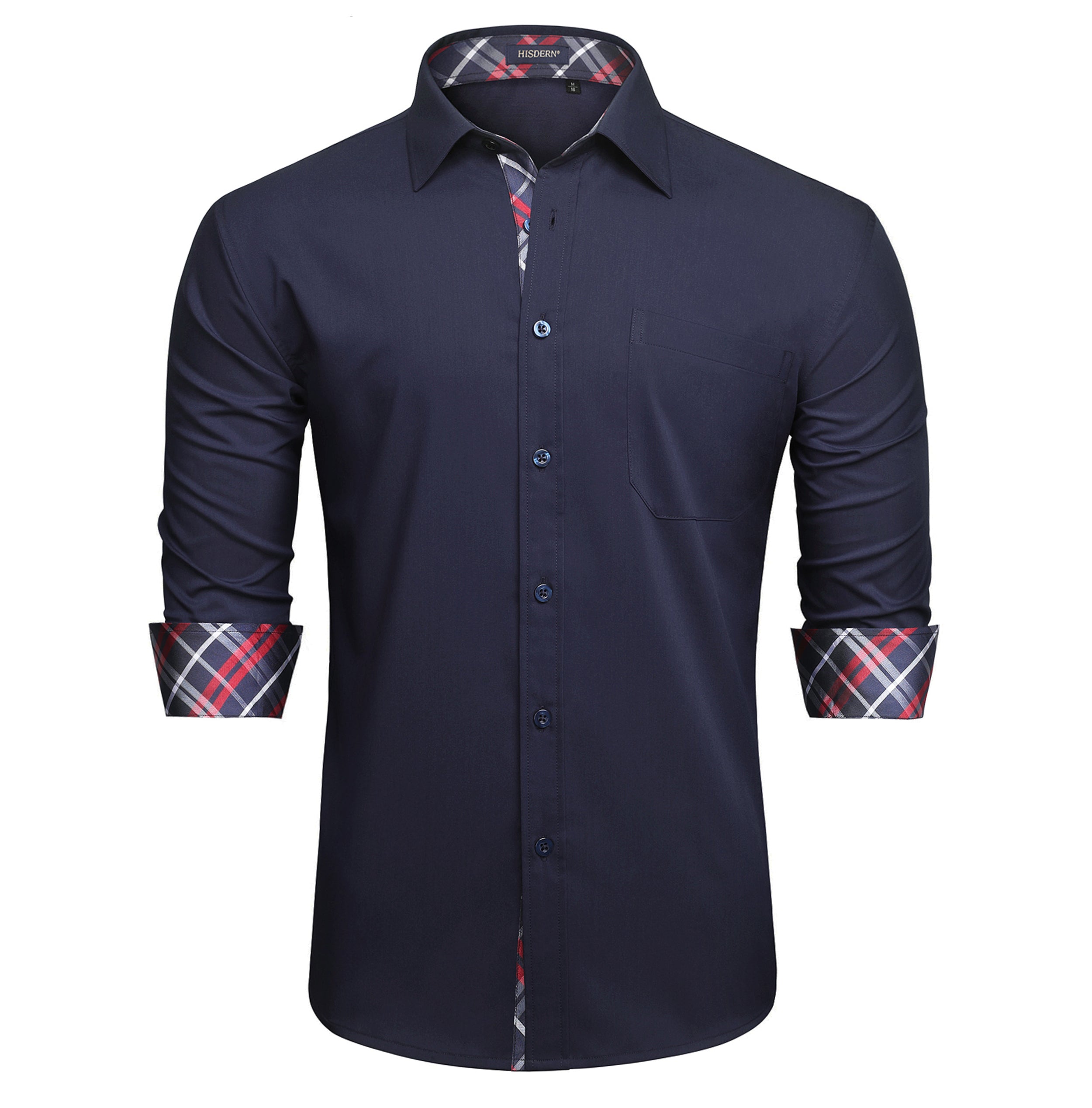 Casual Formal Shirt with Pocket - 17-NAVY BLUE