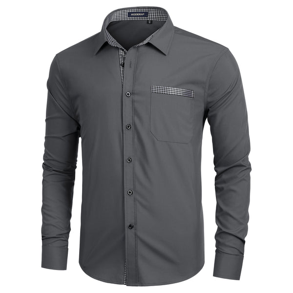 Casual Formal Shirt with Pocket - GREY