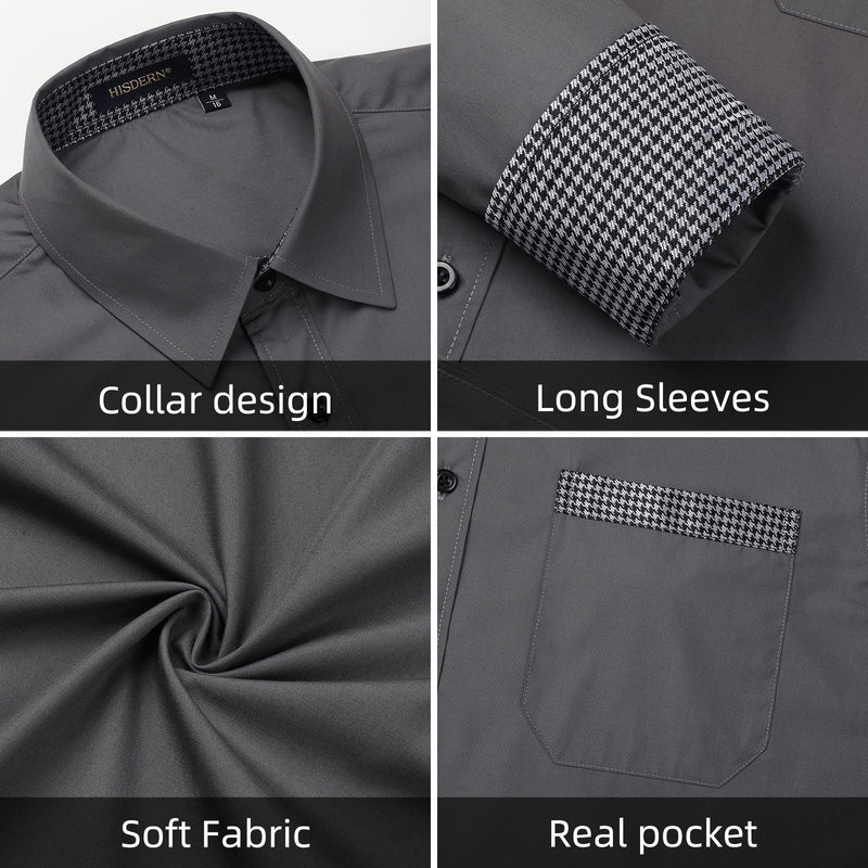 Casual Formal Shirt with Pocket - GREY