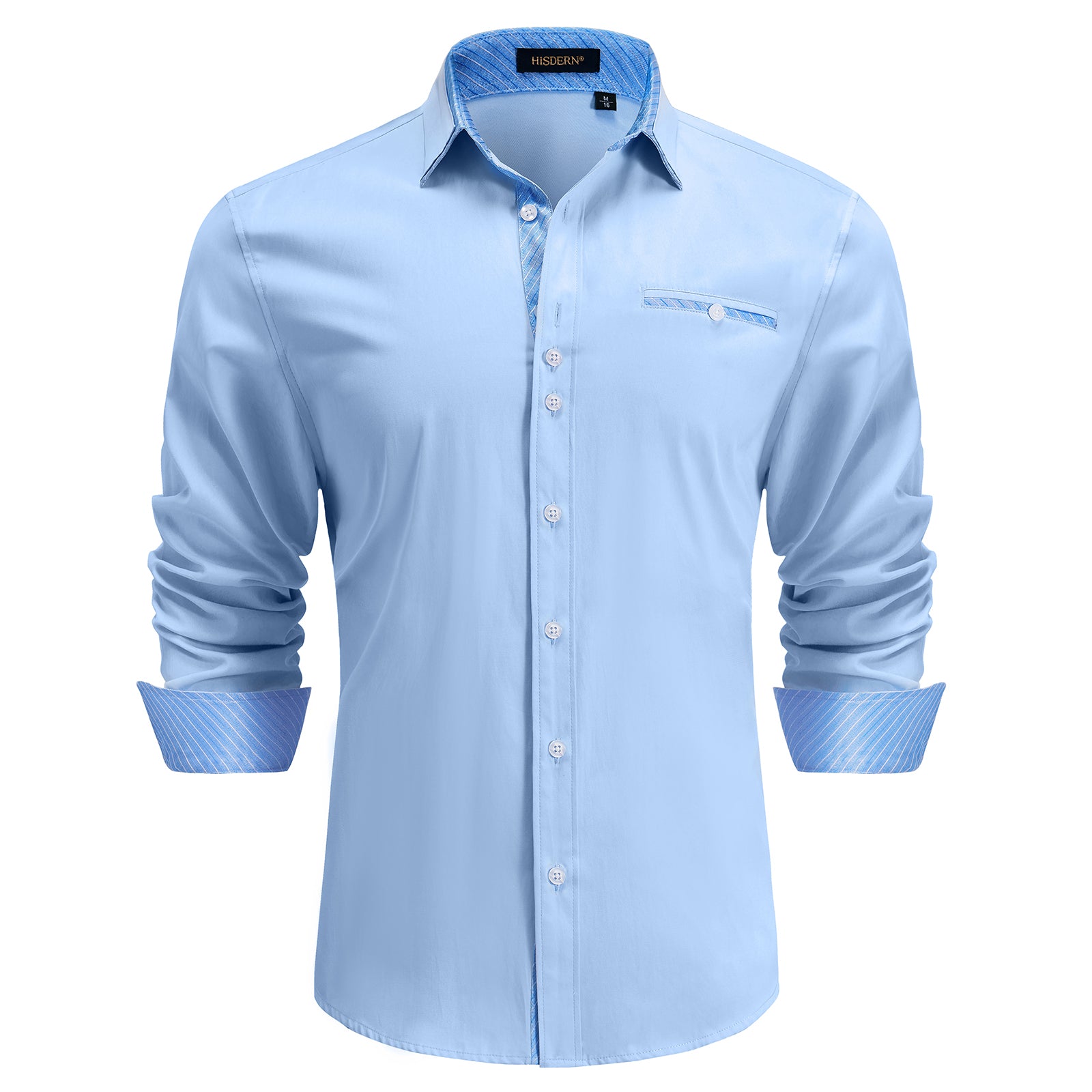 Casual Formal Shirt with Pocket - A-08 LIGHT BLUE/BLUE