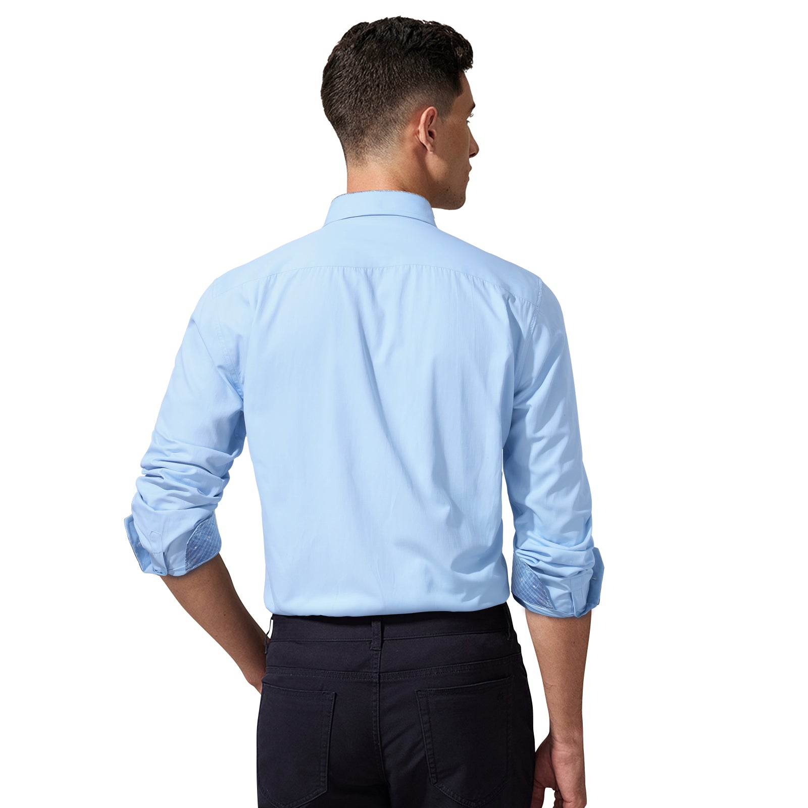 Casual Formal Shirt with Pocket - A-08 LIGHT BLUE/BLUE